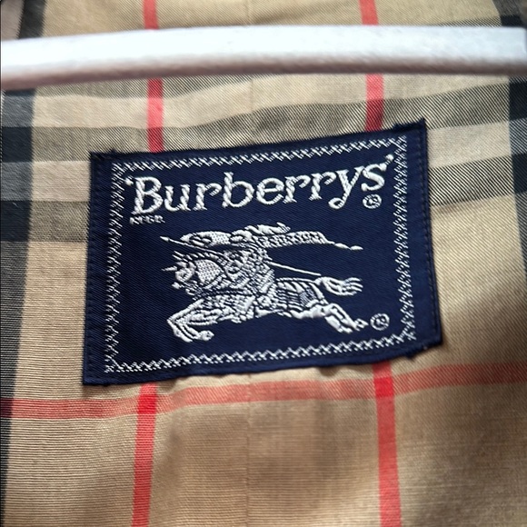 Burberrys Long Vintage Trench Coat Jacket Plaid Lining Black Size 10 X-Long - Picture 3 of 14